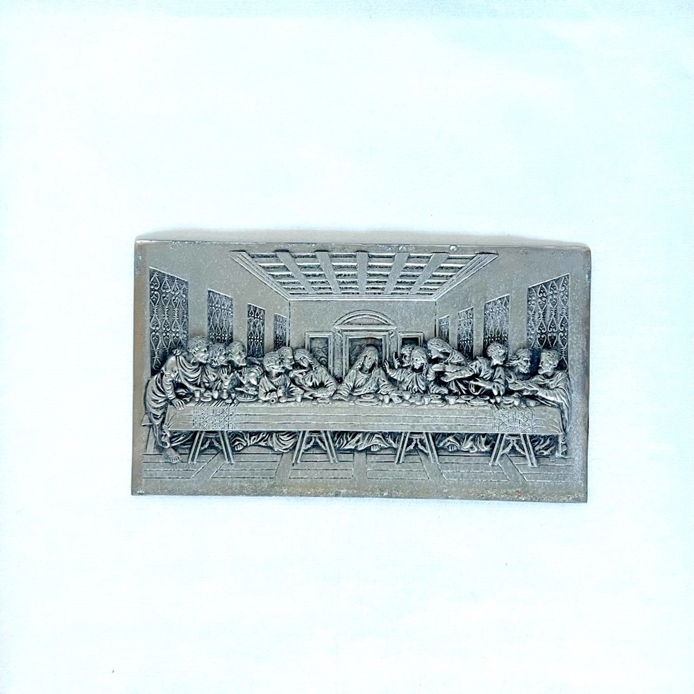 Vintage “The Last Supper” Metal relief plaque.